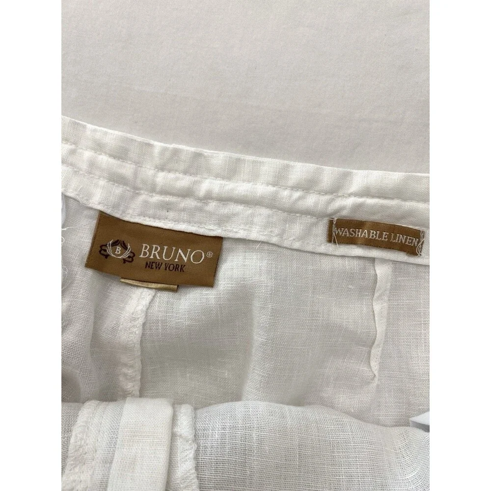 Bruno 100% Linen Pants Lightweight Pull On Drawstring Mens XL White Beach Resort